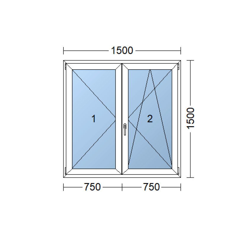 Kunststofffenster 150x150 cm (1500x1500 mm) weiß