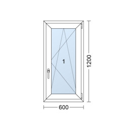 Kunststofffenster | 60 x 120 cm (600 x 1200 mm) | weiß | Dreh-Kipp-Fenster | rechts 