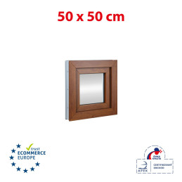 Kunststofffenster 50x50 cm (500x500mm) Kipp-Fenster Weiße / Goldene Eiche