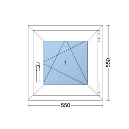 Kunststofffenster | 55 x 55 cm (550 x 550 mm) | weiß | Dreh-Kipp-Fenster | rechts 