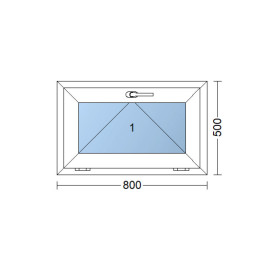 Kunststofffenster | 80x50 cm (800x500 mm) | weiß | Kipp-Fenster 