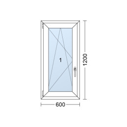 Kunststofffenster | 60x120 cm (600x1200 mm) | weiß | Dreh-Kipp-Fenster | links 