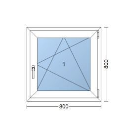 Kunststofffenster | 80 x 80 cm (800 x 800 mm) | weiß | Dreh-Kipp-Fenster | rechts