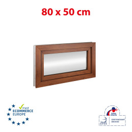 Kunststofffenster 80x50 cm (800x500mm) Kipp-Fenster Weiße / Goldene Eiche