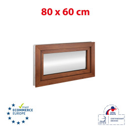 Kunststofffenster 80x60 cm (800x600mm) Kipp-Fenster Weiße / Goldene Eiche