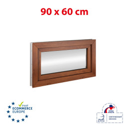 Kunststofffenster 90x60 cm (900x600mm) Kipp-Fenster Weiße / Goldene Eiche