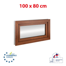 Kunststofffenster 100x80 cm (1000x800mm) Kipp-Fenster Weiße / Goldene Eiche