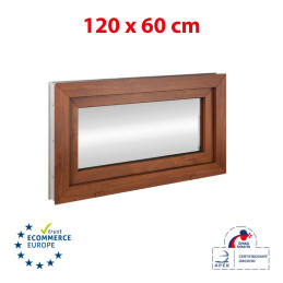 Kunststofffenster 120x60 cm (1200x600mm) Kipp-Fenster Weiße / Goldene Eiche